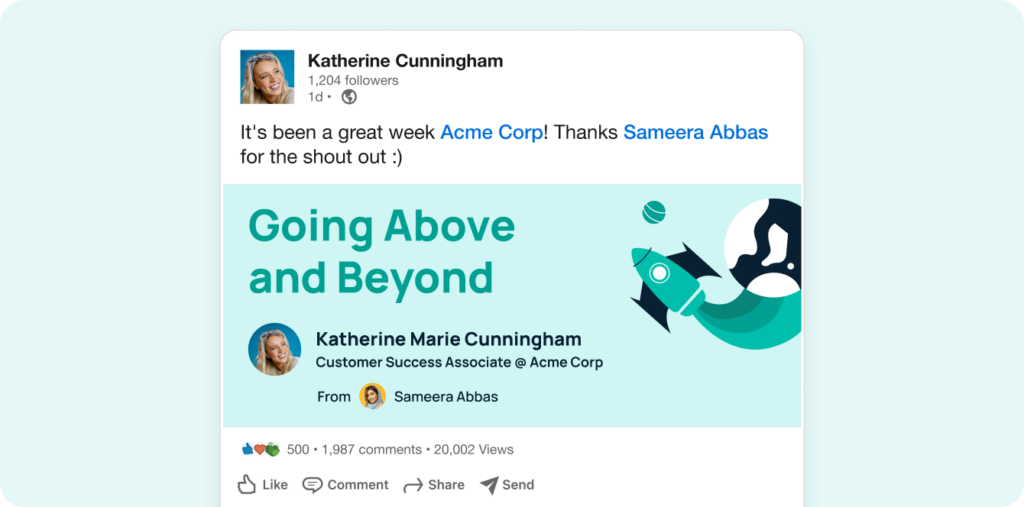 GoProfiles: Share bravo peer recognition in LinkedIn