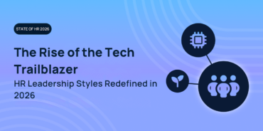Branded header image for the State of HR 2026 report section titled The Rise of the Tech Trailblazer — HR Leadership Styles Redefined in 2026. Features icons representing technology, growth, and people.