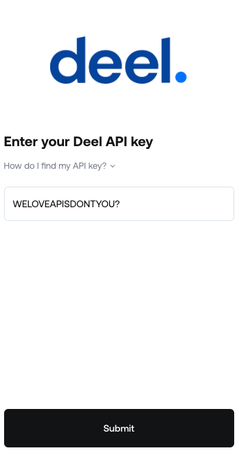 Enter your API key in the Profiles link