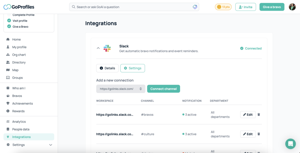 adding the slack integration