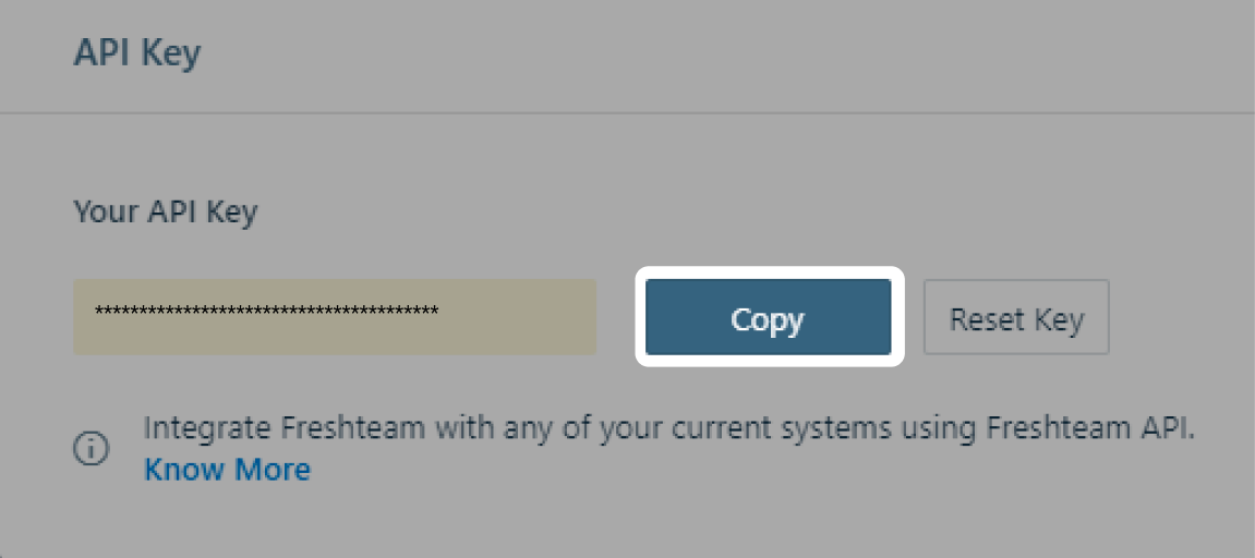 Copy API key from Freshteam