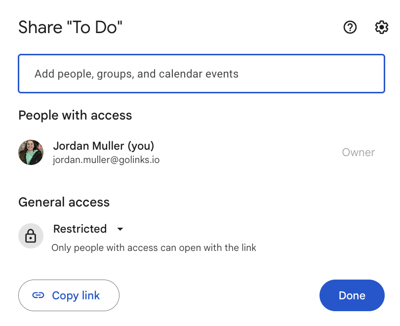 changing general accessing on a google doc