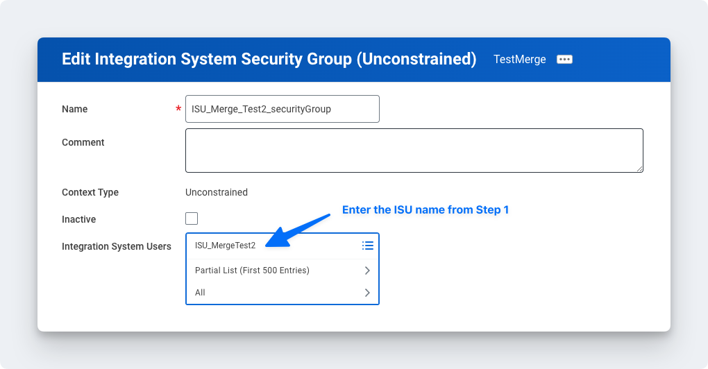 editing integration system security group