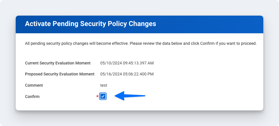 confirm security policy changes