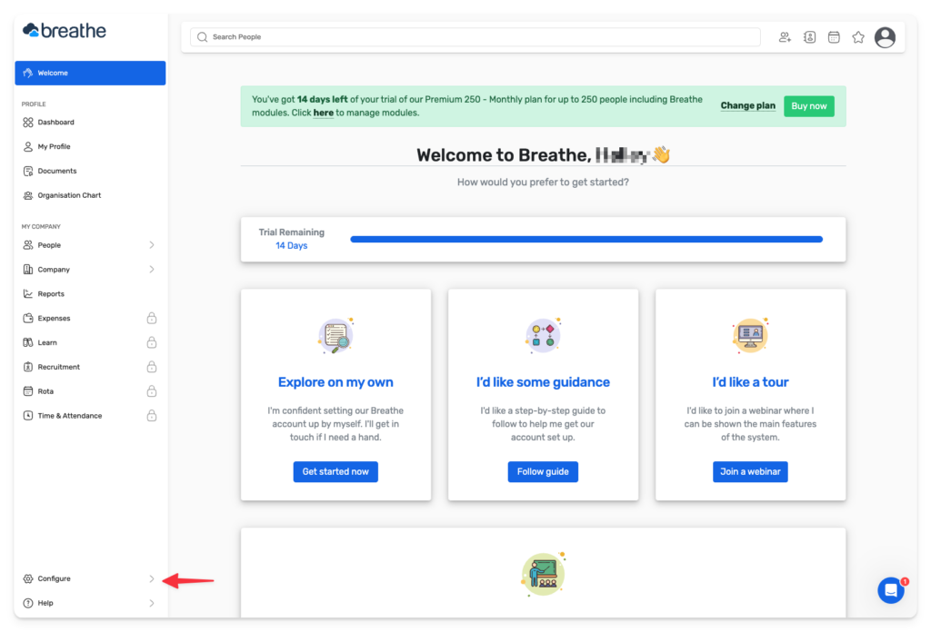 breathe hris dashboard