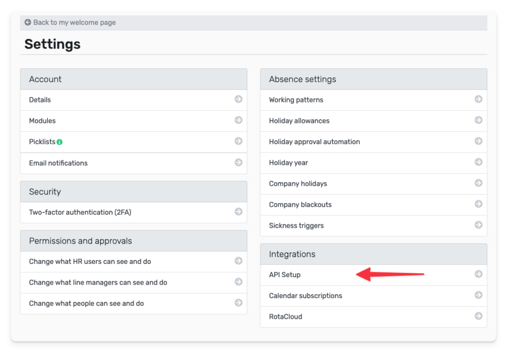 api set up in breathe's integration tabs
