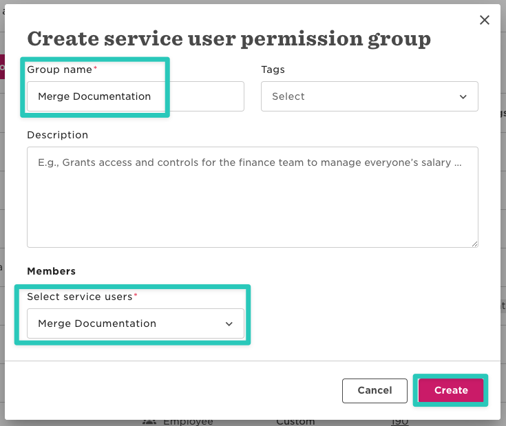 create service users within merge documentation