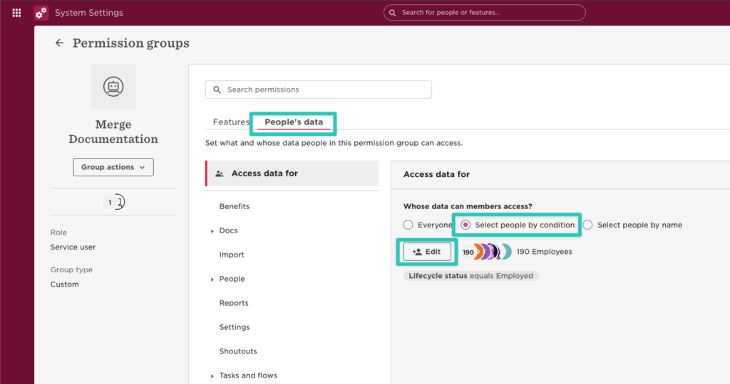 setting peoples data in permission groups